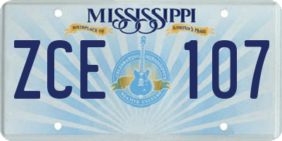 MS license plate ZCE107