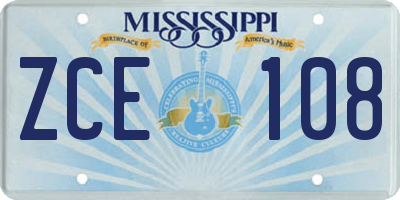 MS license plate ZCE108