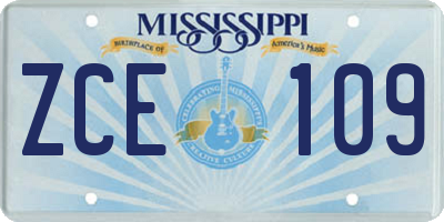 MS license plate ZCE109