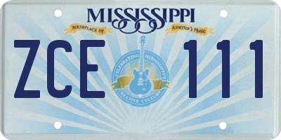 MS license plate ZCE111