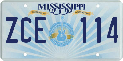 MS license plate ZCE114