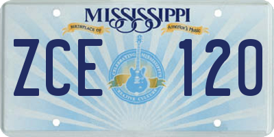 MS license plate ZCE120