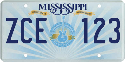 MS license plate ZCE123