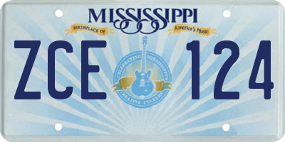 MS license plate ZCE124