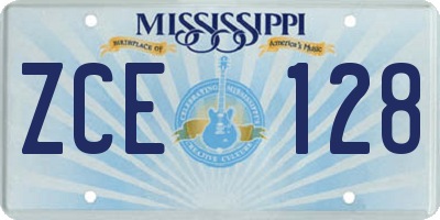 MS license plate ZCE128