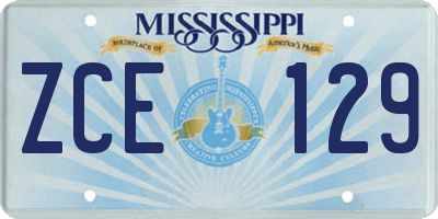 MS license plate ZCE129