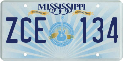 MS license plate ZCE134