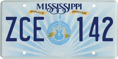 MS license plate ZCE142