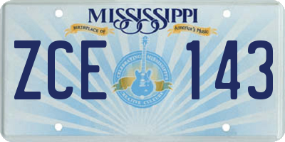 MS license plate ZCE143