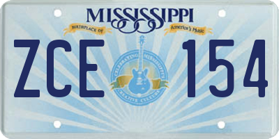 MS license plate ZCE154