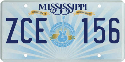 MS license plate ZCE156