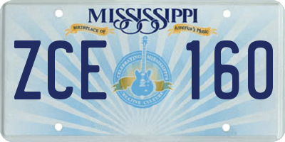 MS license plate ZCE160