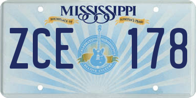 MS license plate ZCE178