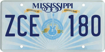 MS license plate ZCE180