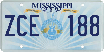 MS license plate ZCE188