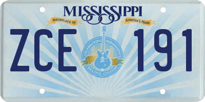 MS license plate ZCE191