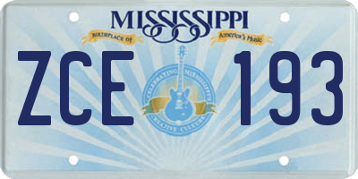MS license plate ZCE193