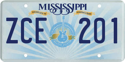 MS license plate ZCE201