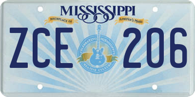 MS license plate ZCE206