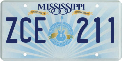 MS license plate ZCE211