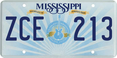 MS license plate ZCE213