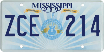 MS license plate ZCE214