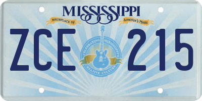 MS license plate ZCE215