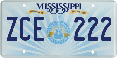 MS license plate ZCE222