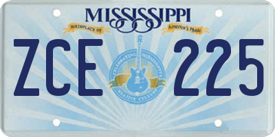 MS license plate ZCE225