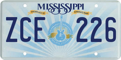 MS license plate ZCE226