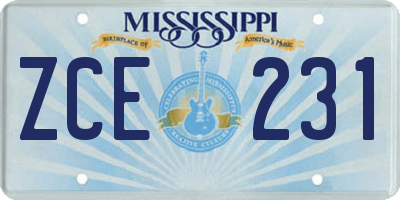 MS license plate ZCE231