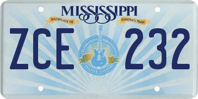 MS license plate ZCE232