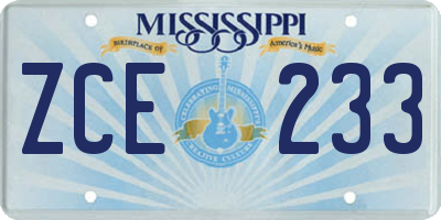 MS license plate ZCE233