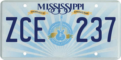 MS license plate ZCE237