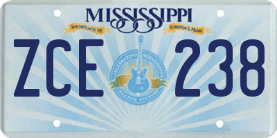 MS license plate ZCE238