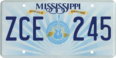MS license plate ZCE245