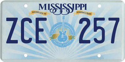 MS license plate ZCE257
