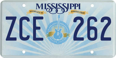MS license plate ZCE262