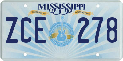 MS license plate ZCE278