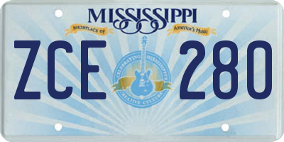 MS license plate ZCE280