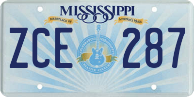 MS license plate ZCE287