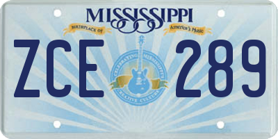 MS license plate ZCE289