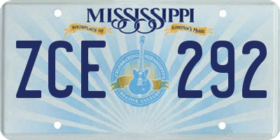 MS license plate ZCE292