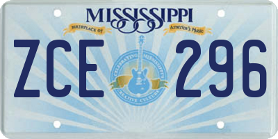MS license plate ZCE296