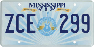 MS license plate ZCE299