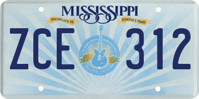 MS license plate ZCE312