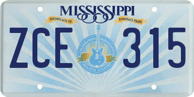MS license plate ZCE315