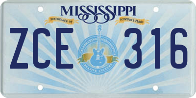 MS license plate ZCE316