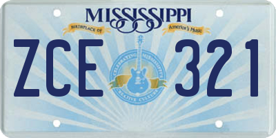 MS license plate ZCE321