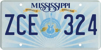 MS license plate ZCE324